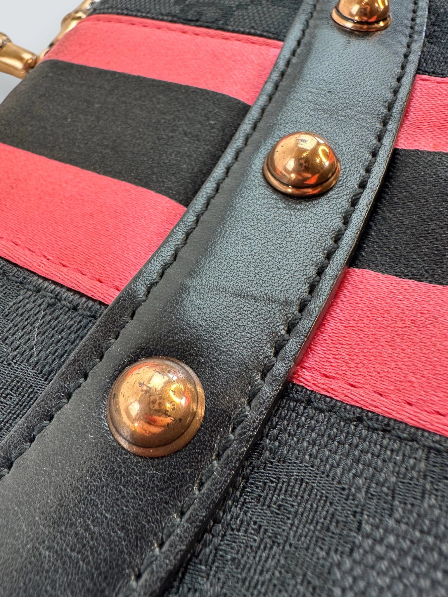 Gucci Black Monogram Canvas Horsebit Mini Shoulder Bag