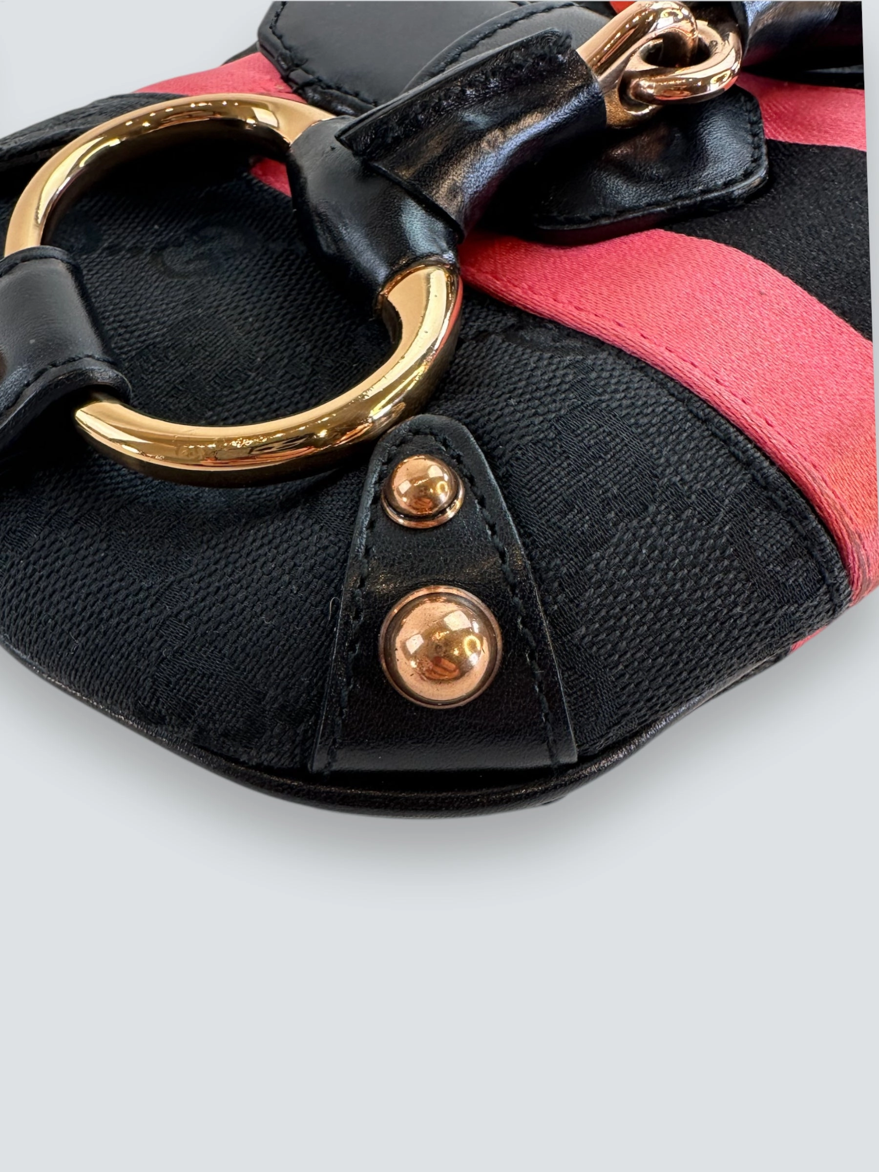 Gucci Black Monogram Canvas Horsebit Mini Shoulder Bag