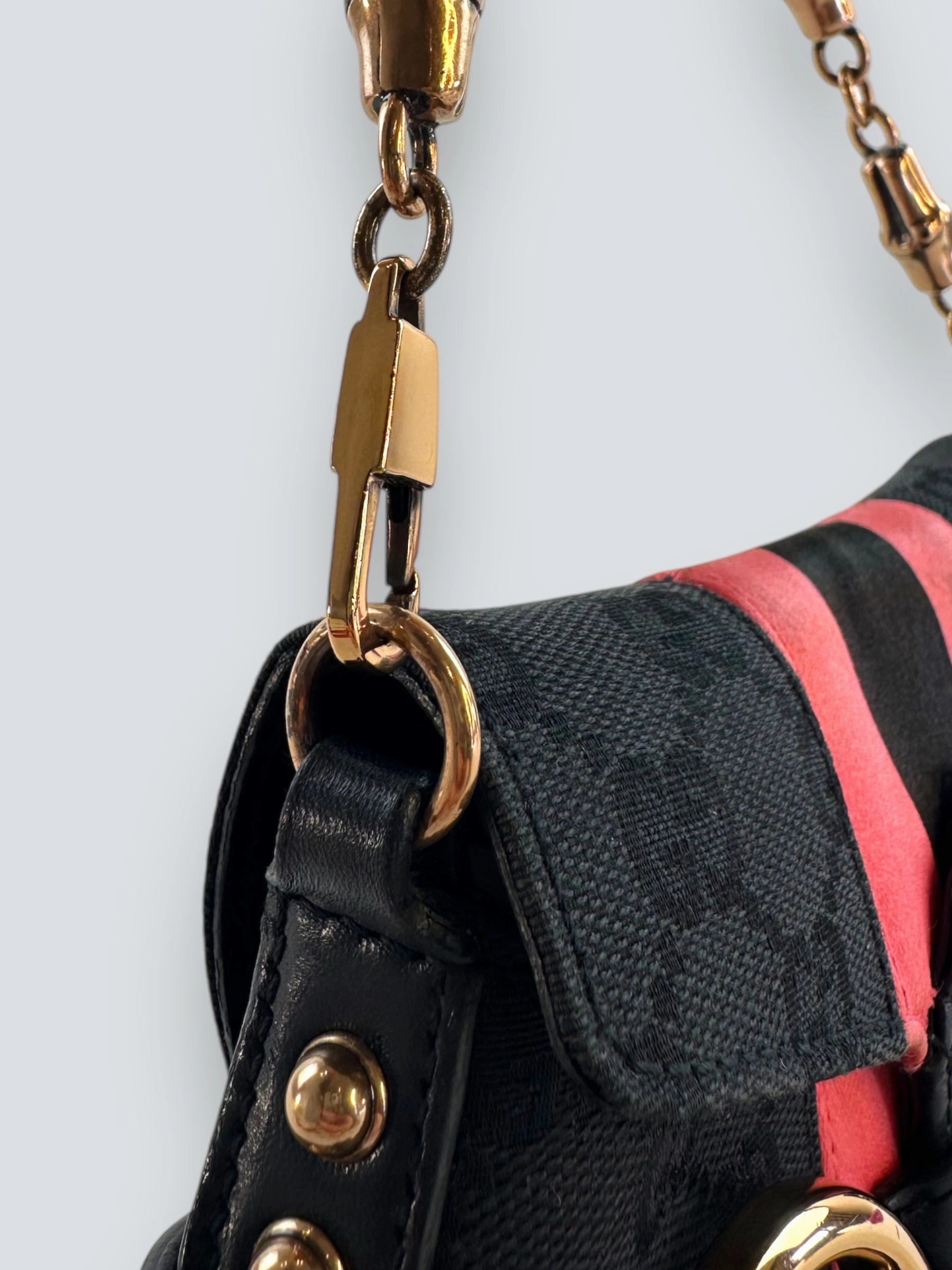Gucci Black Monogram Canvas Horsebit Mini Shoulder Bag