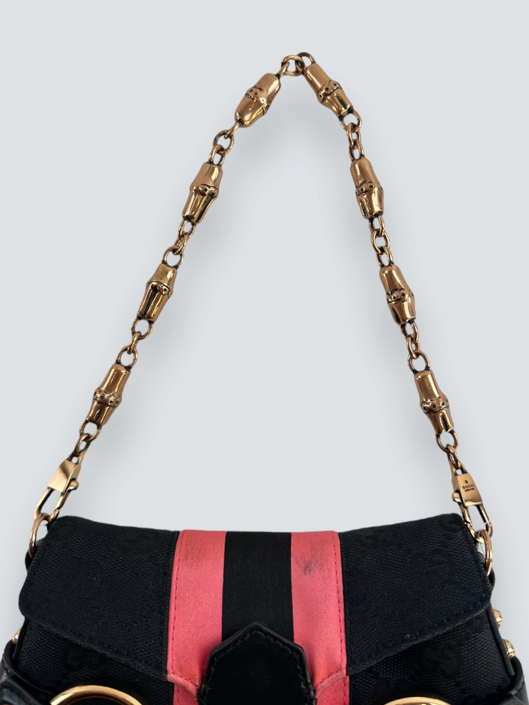 Gucci Black Monogram Canvas Horsebit Mini Shoulder Bag