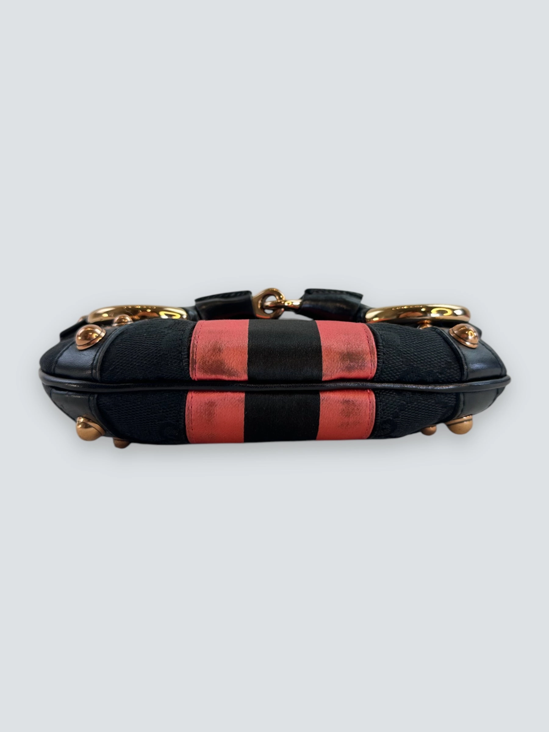 Gucci Black Monogram Canvas Horsebit Mini Shoulder Bag