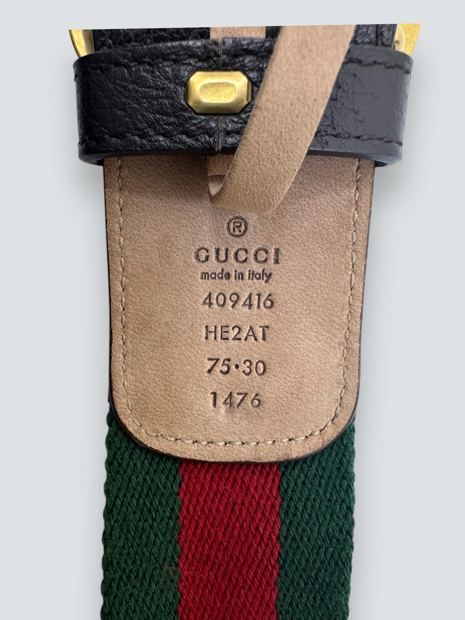 Gucci GG Buckle Canvas Belt - Size 75/30
