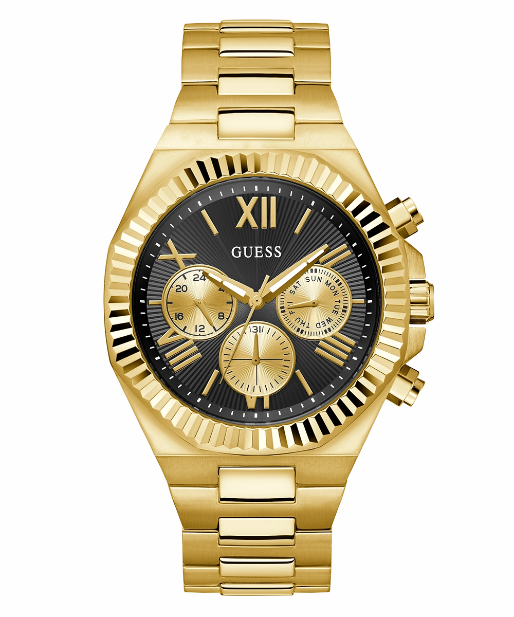 GUESS Equity Mens Gold Tone Multi-function Watch