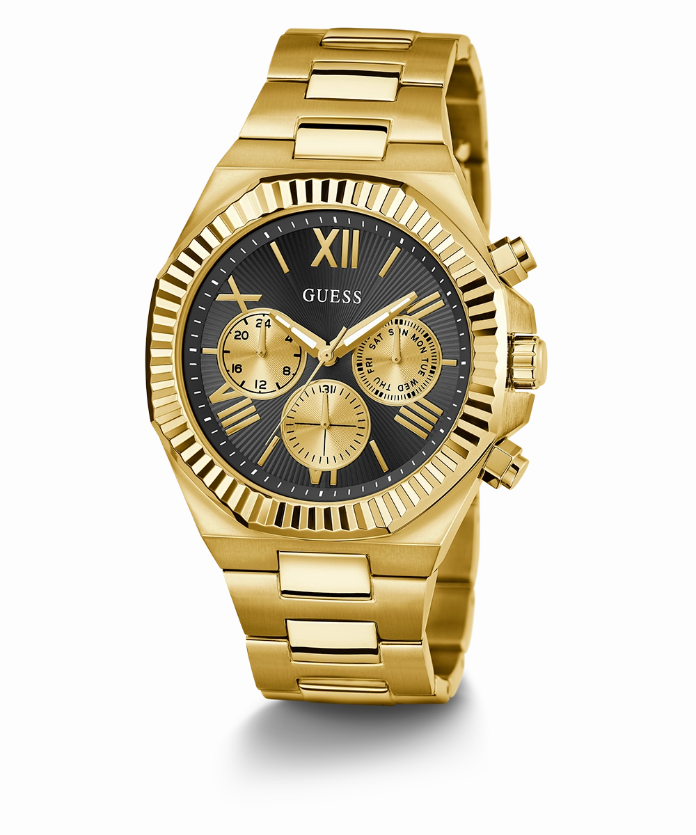 GUESS Equity Mens Gold Tone Multi-function Watch