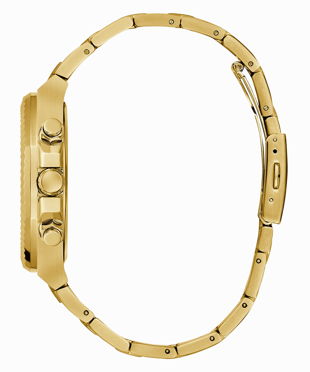 GUESS Mens Gold Tone Multi-function Watch