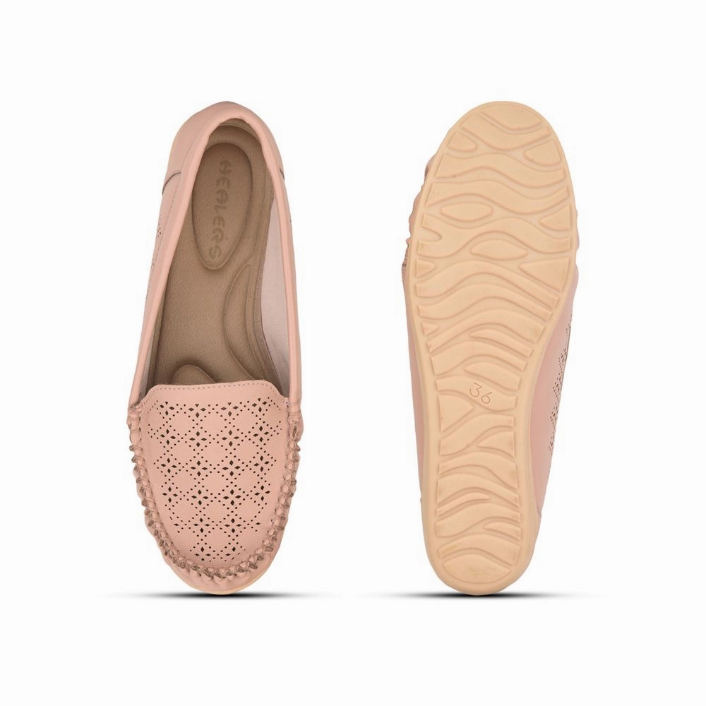 Healers Casual Peach Loafers For Women HM6-11 By Liberty