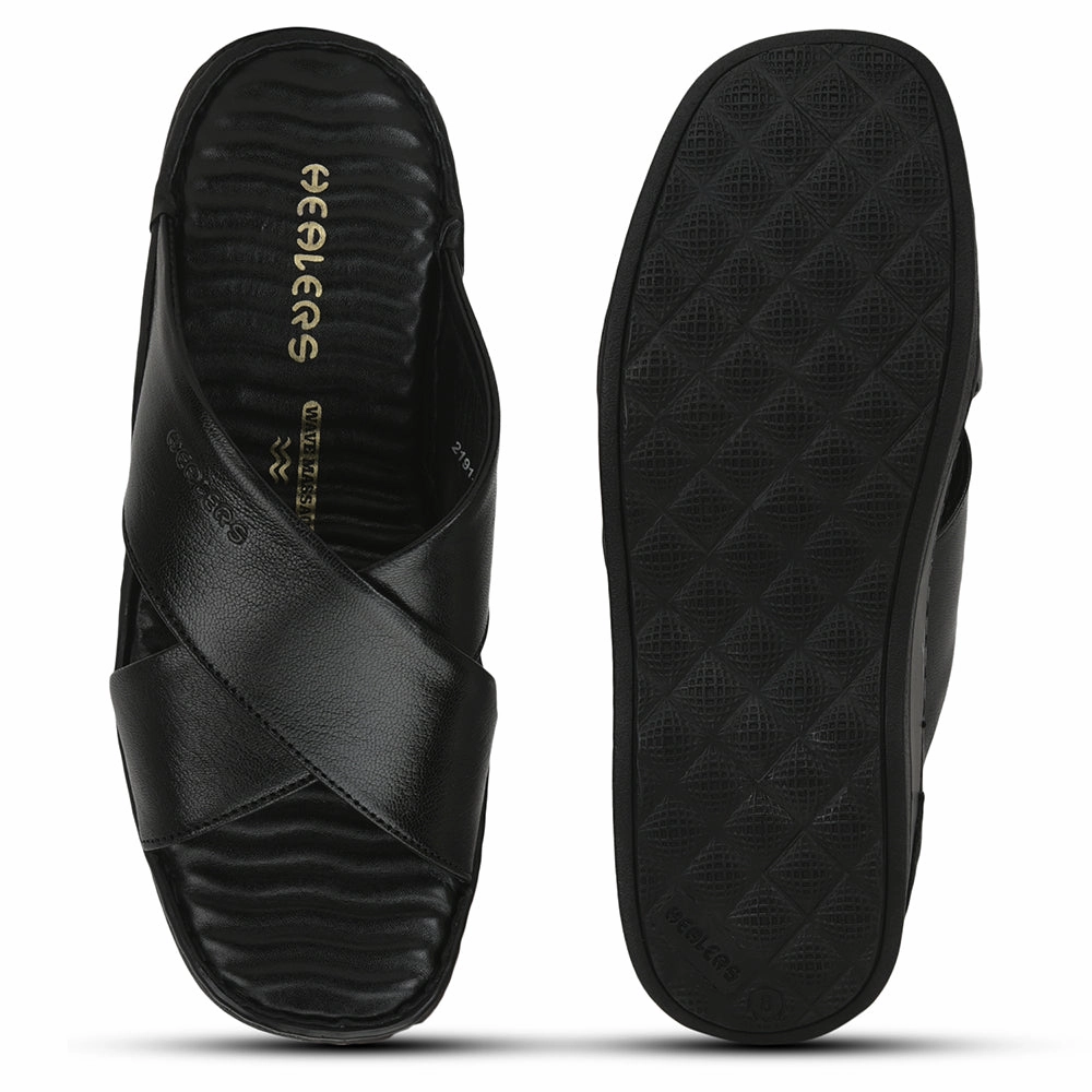 Healers Casual Slippers For Men (Black) 2191-700 By Liberty