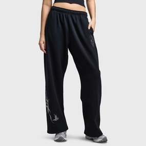 Hoodrich Women's Diffuse Oversized Wide Leg Jogger Black / Silver Rhinestones