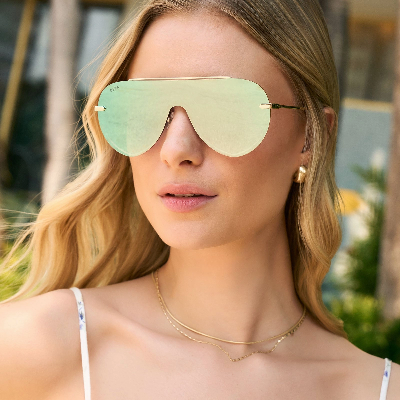 IMANI - GOLD   COOL MATCHA MIRROR SUNGLASSES