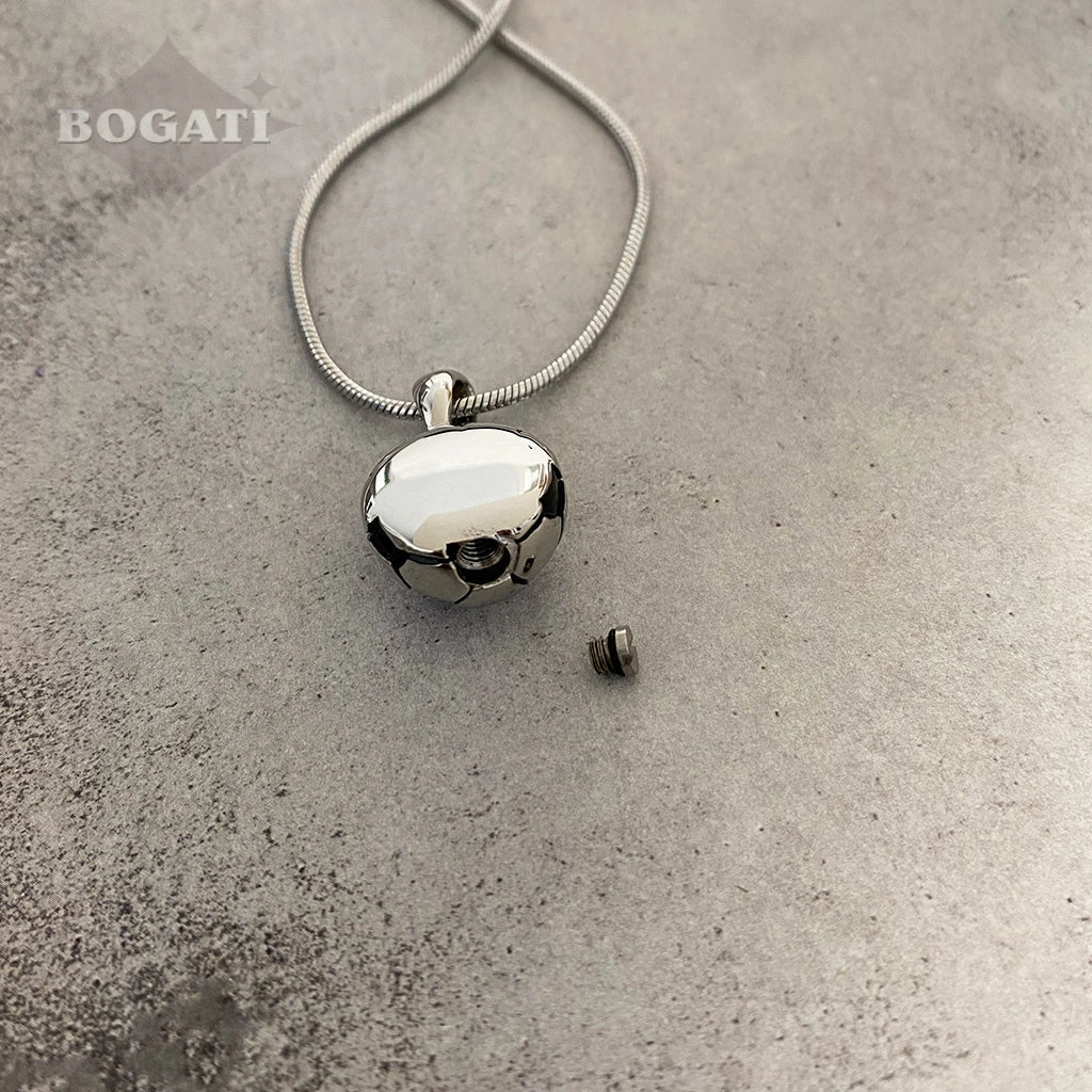 J-1610 - Soccer Ball - Silver-tone -  Pendant with Chain