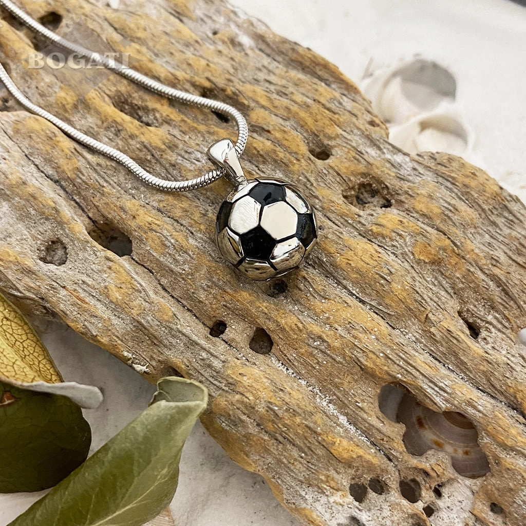 J-1610 - Soccer Ball - Silver-tone -  Pendant with Chain