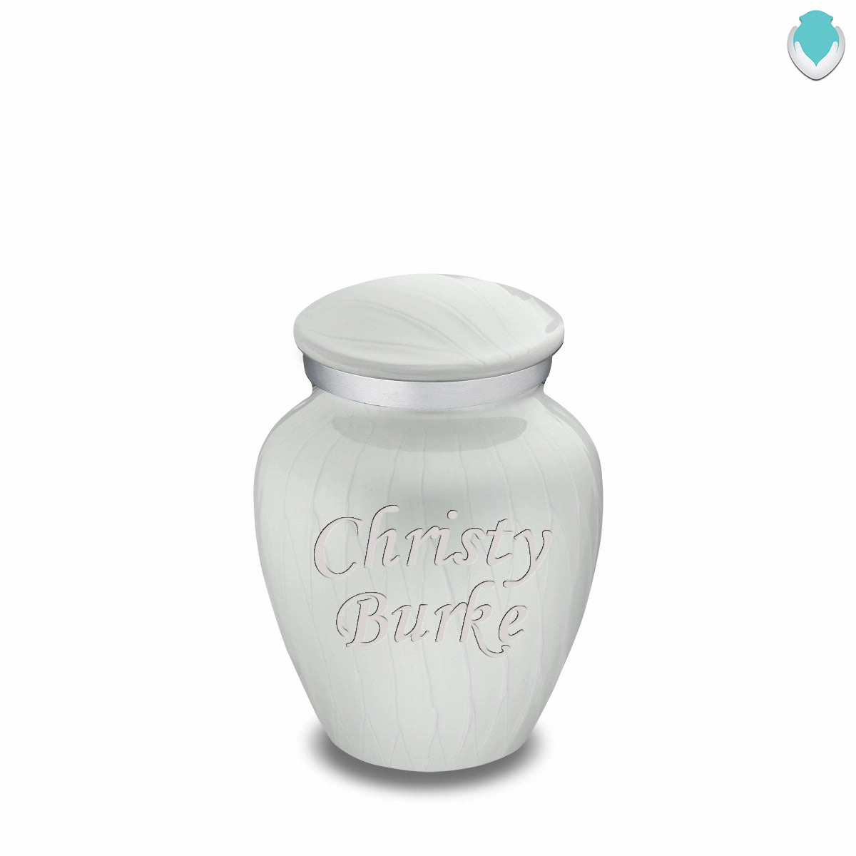 Keepsake Embrace Pearl White Custom Engraved Cremation Urn