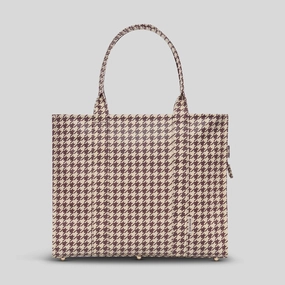 Large Bon Vivant Structured Tote Bag -- Chocolate Houndstooth