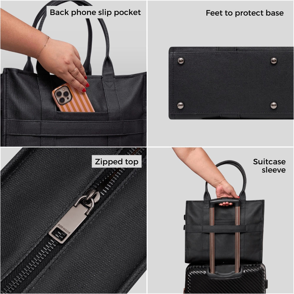 Large Bon Vivant Structured Tote Bag -- Chocolate Houndstooth