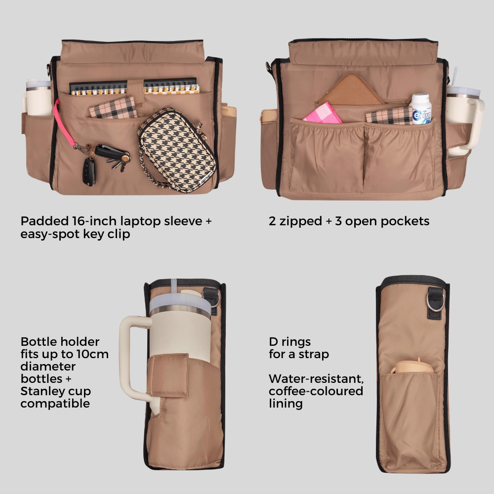 Large Bon Vivant Structured Tote Bag -- Chocolate Houndstooth