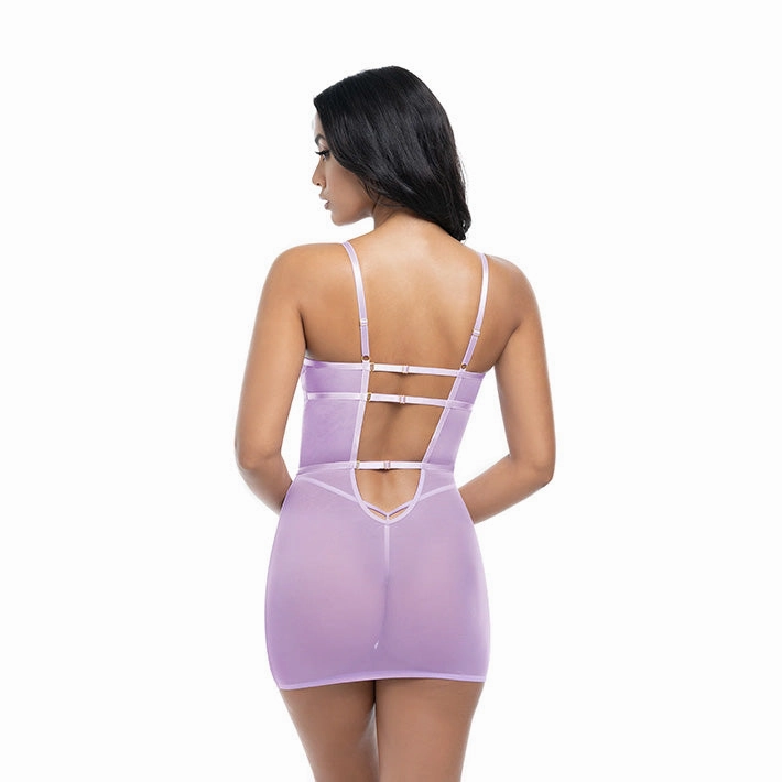 Lavender Embroidered Chemise & G-String