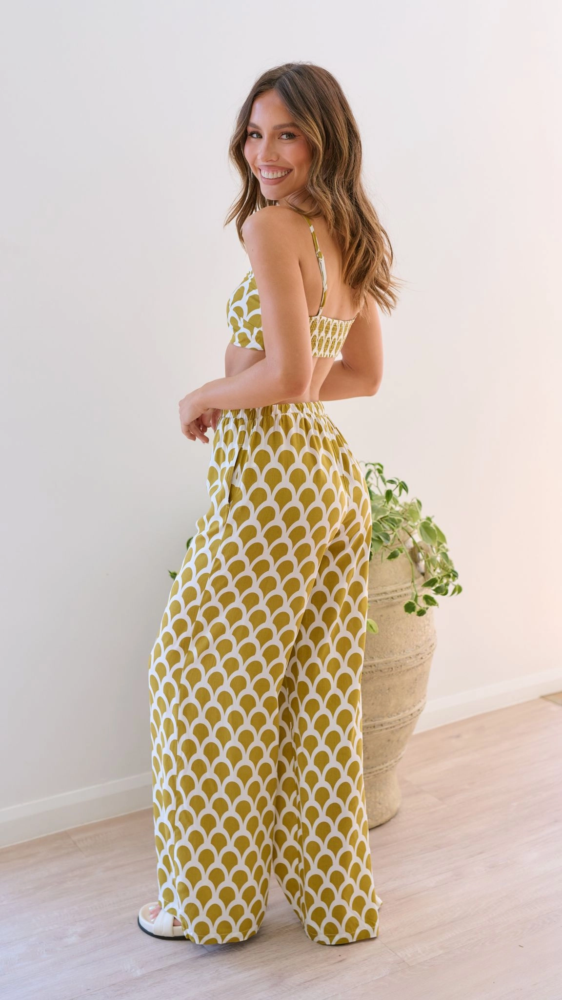 Layne Crop Top - Mustard Print