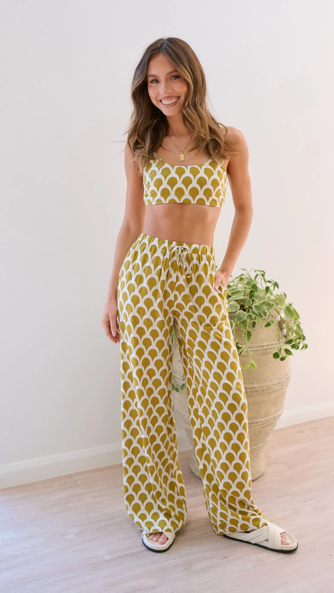 Layne Crop Top - Mustard Print