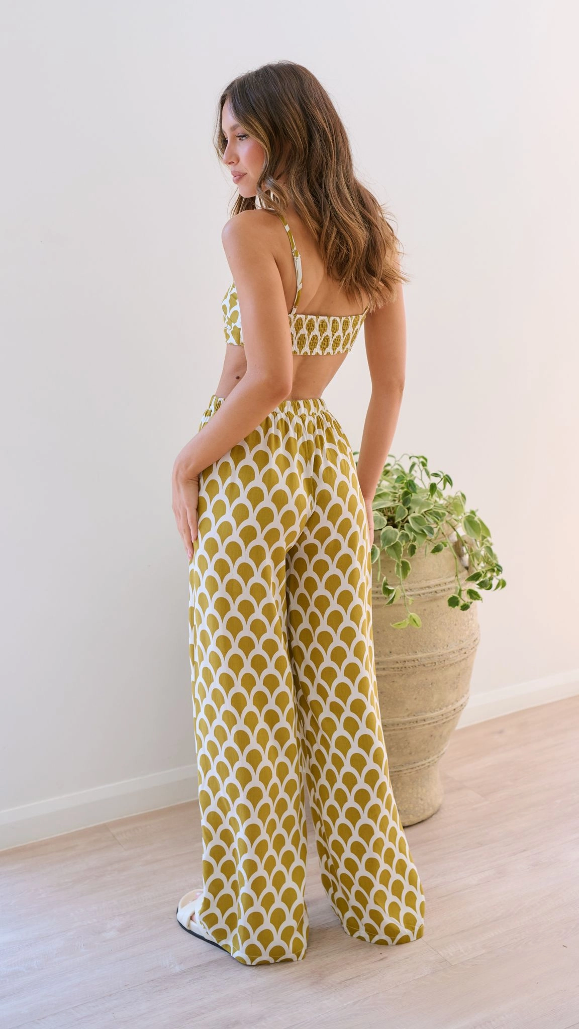 Layne Crop Top - Mustard Print