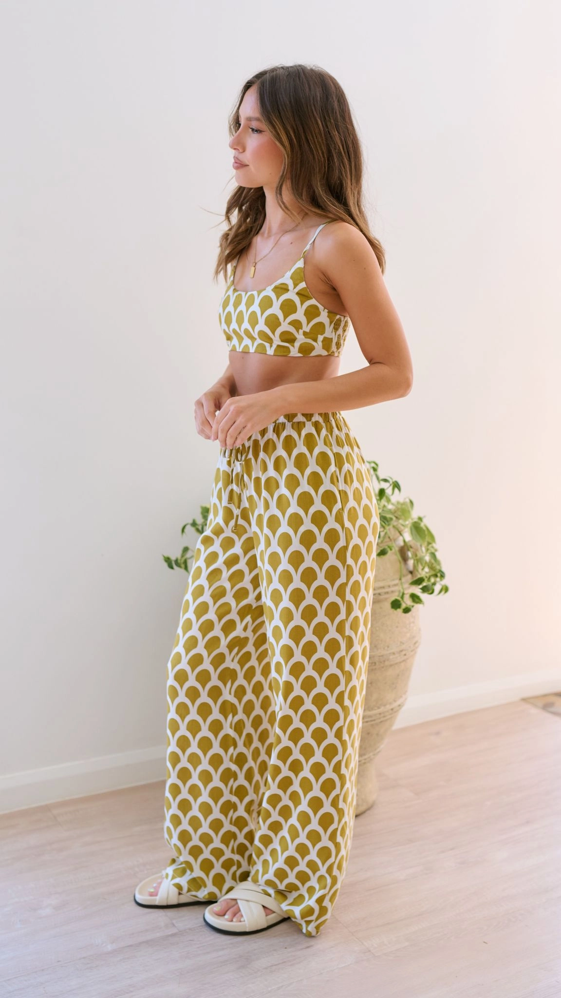 Layne Crop Top - Mustard Print