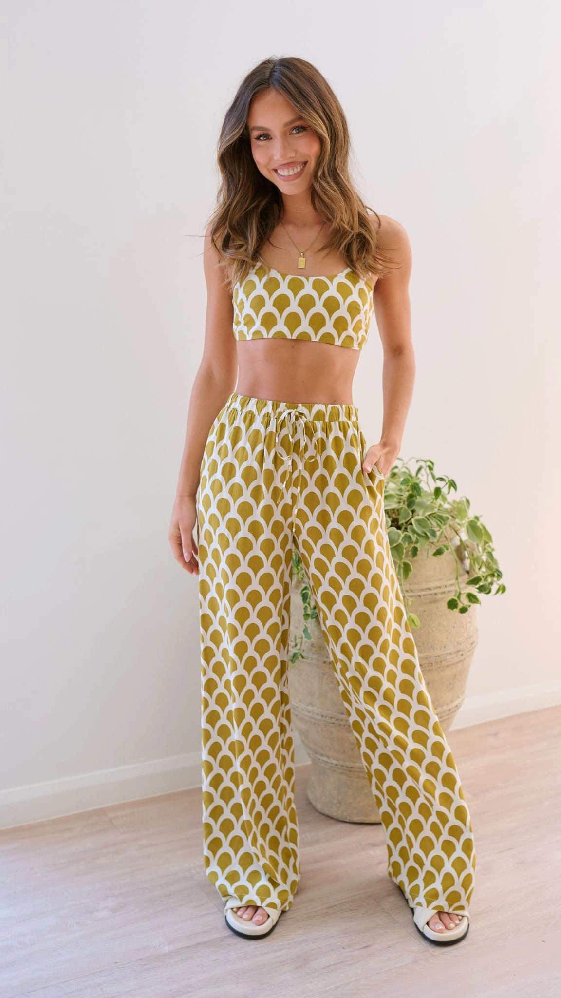 Layne Crop Top - Mustard Print