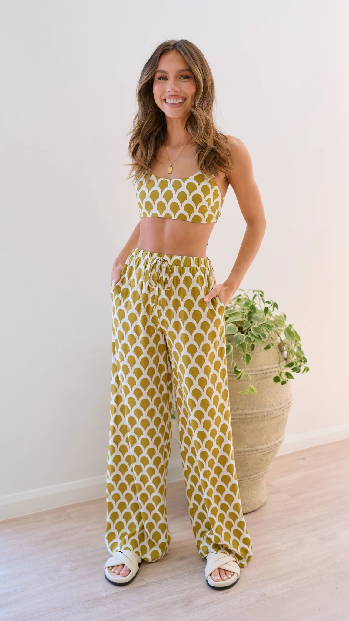Layne Crop Top - Mustard Print