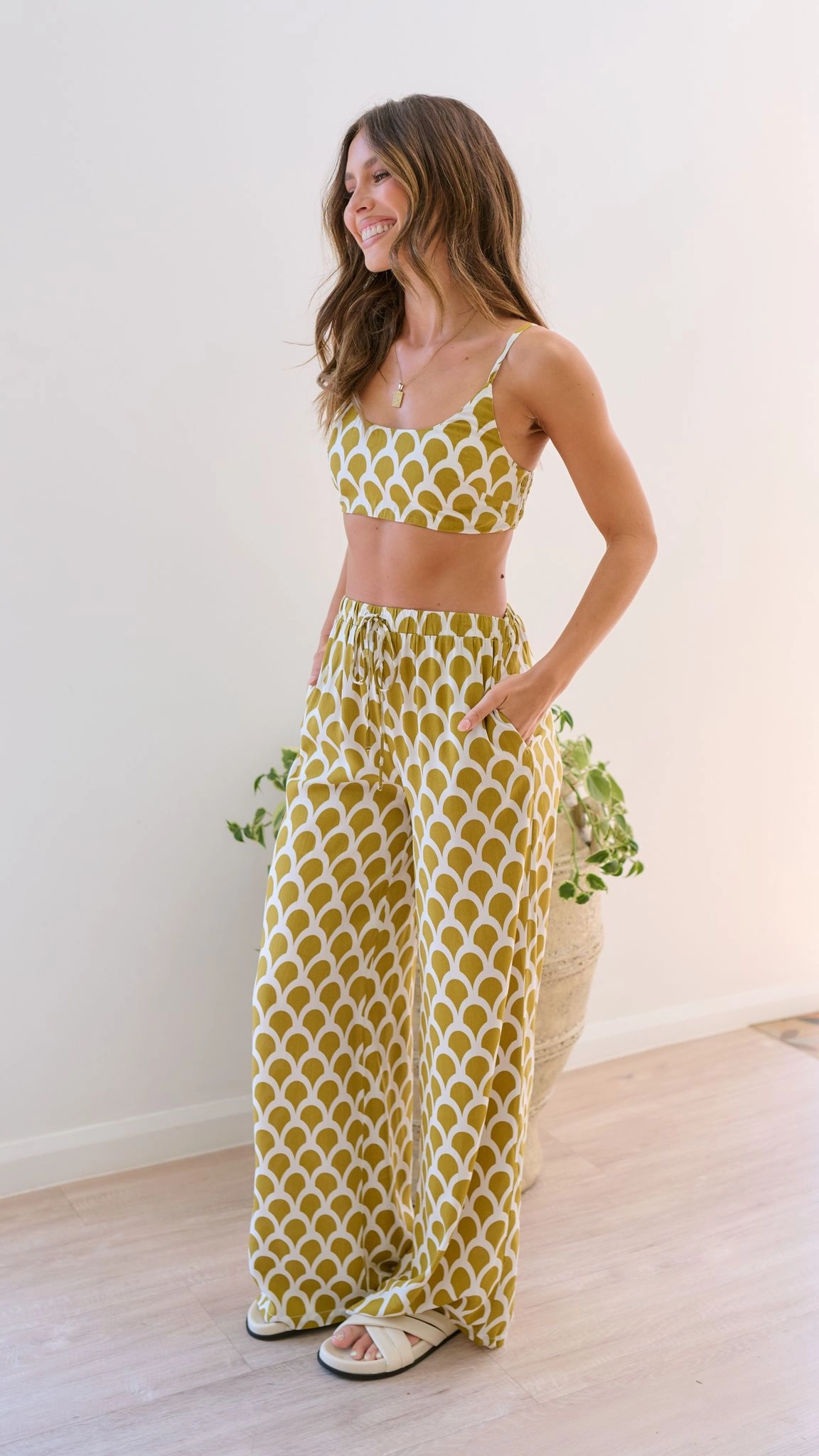 Layne Crop Top - Mustard Print