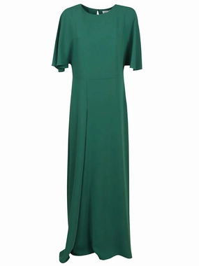 Long Green Polyester Maxi Dress