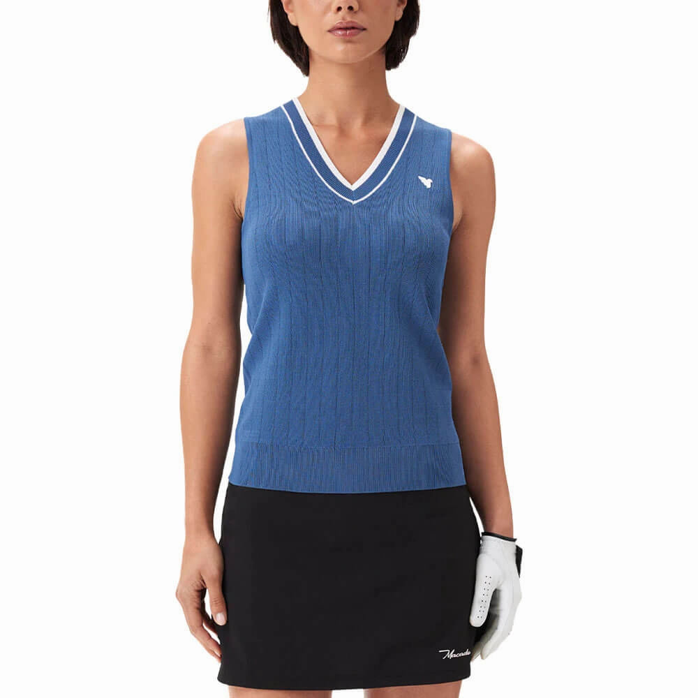 Macade Ana Sleeveless V-Neck Golf Vest Steel Blue - SS25 Women
