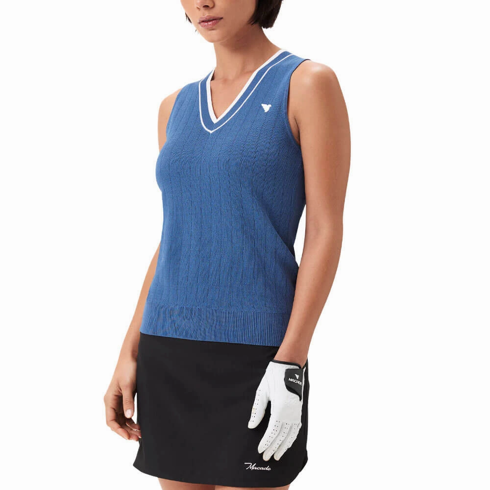 Macade Ana Sleeveless V-Neck Golf Vest Steel Blue - SS25 Women