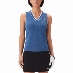 Macade Ana Sleeveless V-Neck Golf Vest Steel Blue - SS25 Women