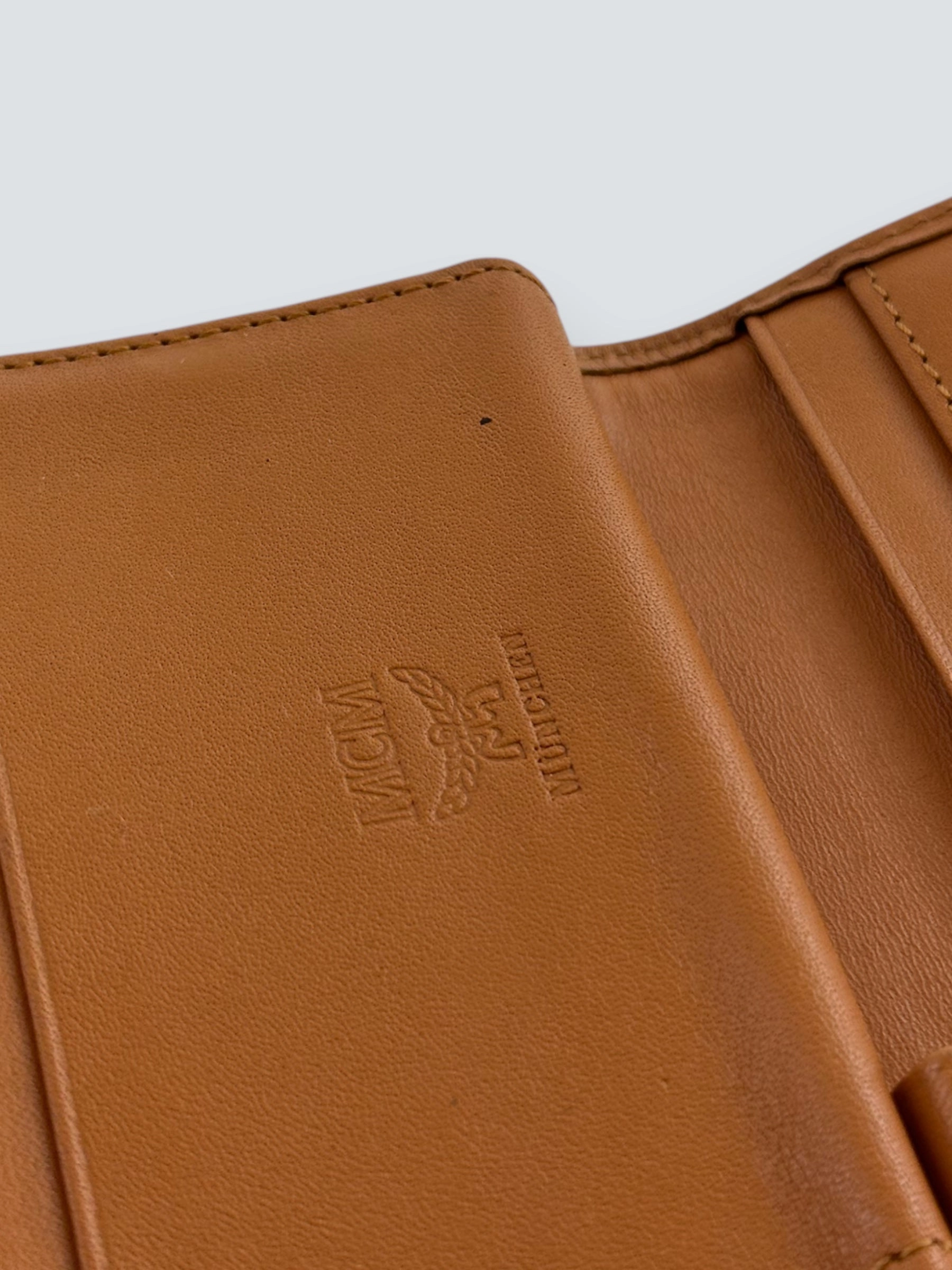 MCM Tan Canvas Trifold Wallet