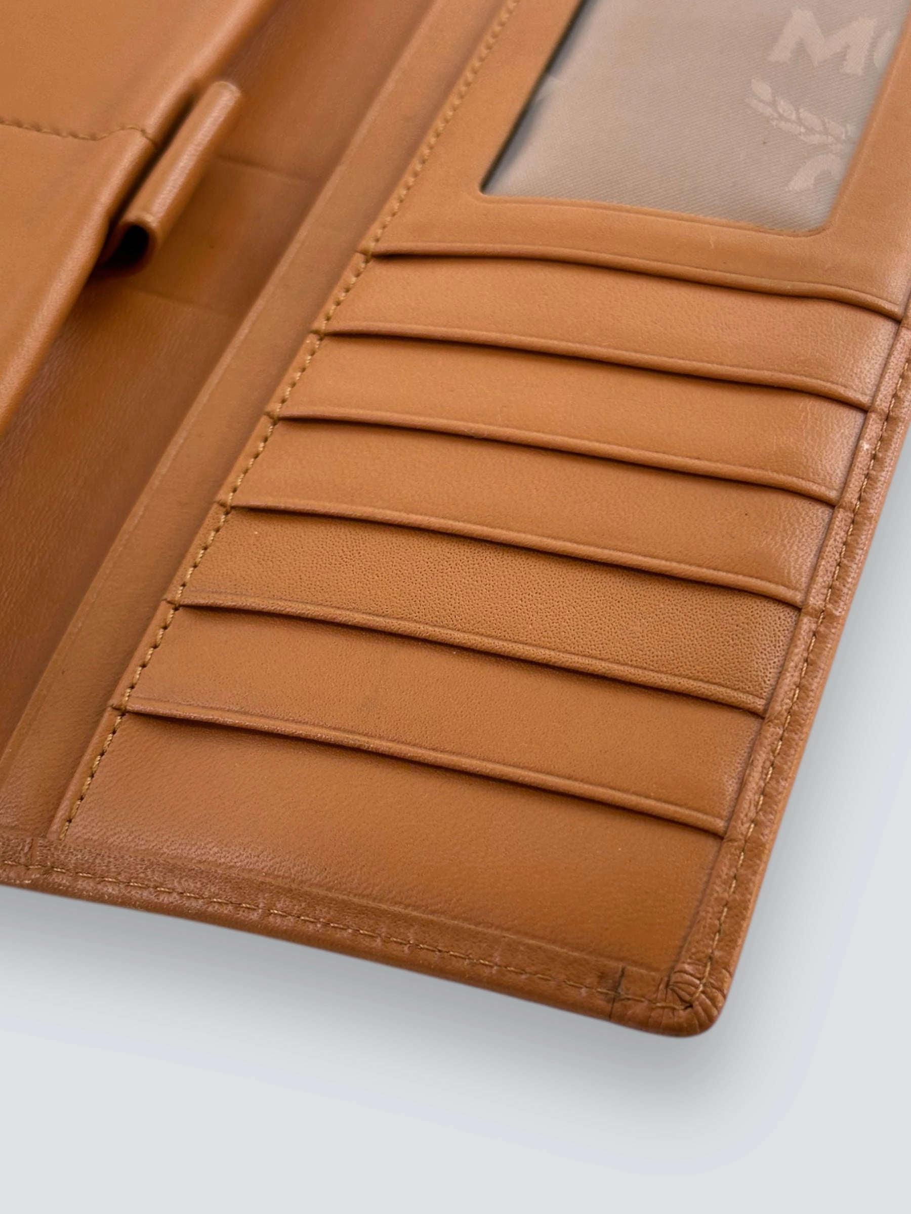 MCM Tan Canvas Trifold Wallet