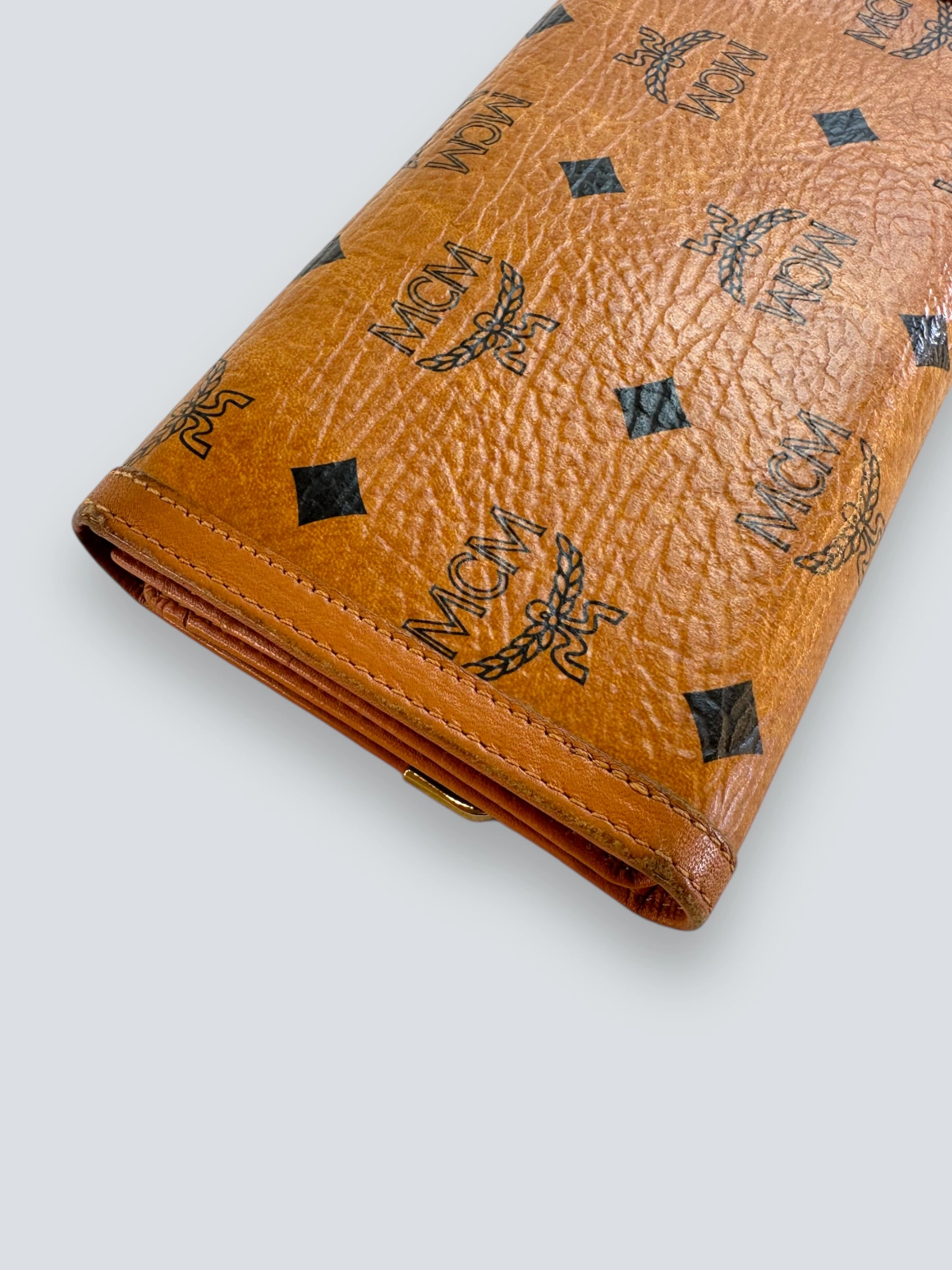 MCM Tan Canvas Trifold Wallet