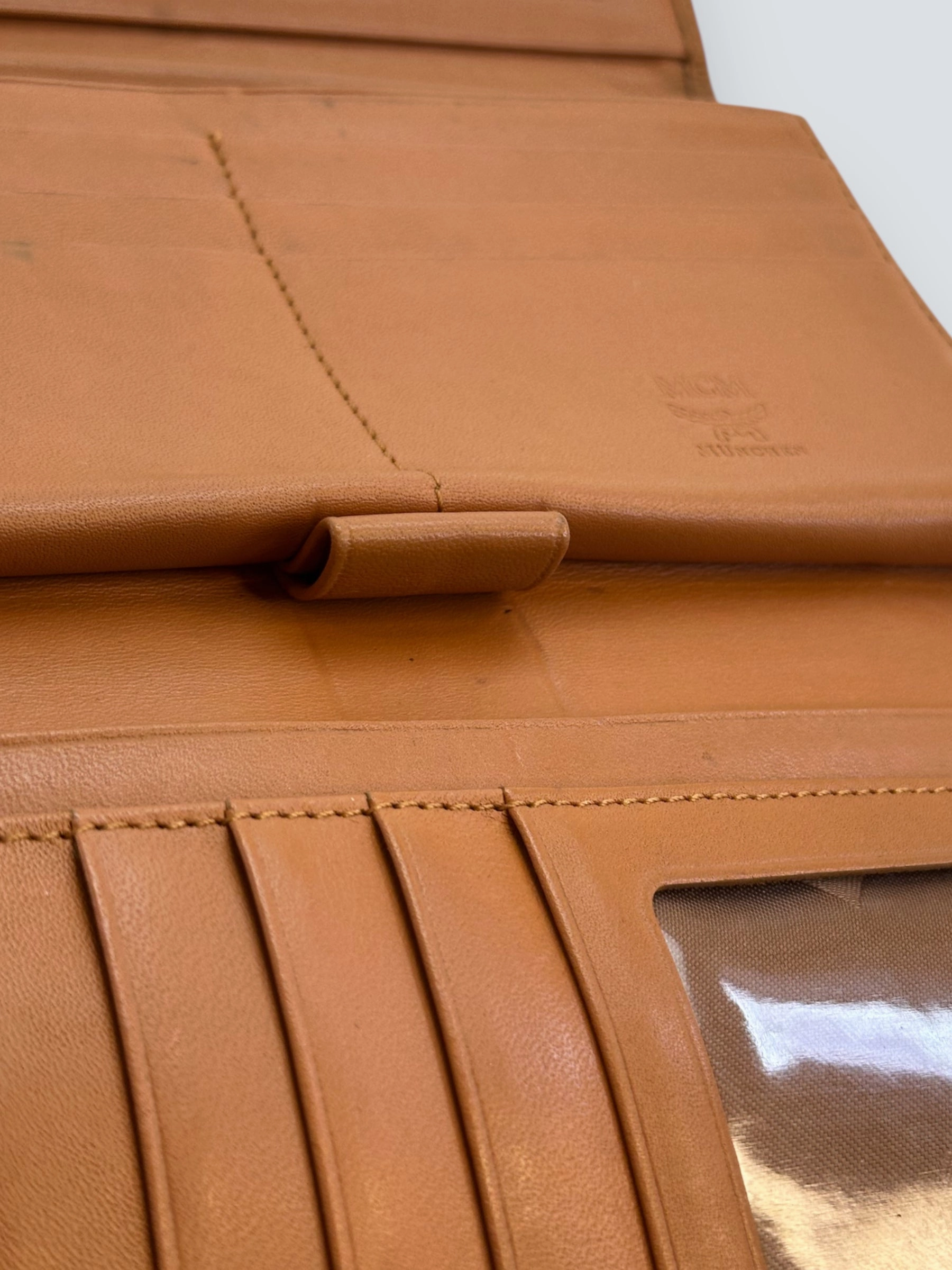 MCM Tan Canvas Trifold Wallet