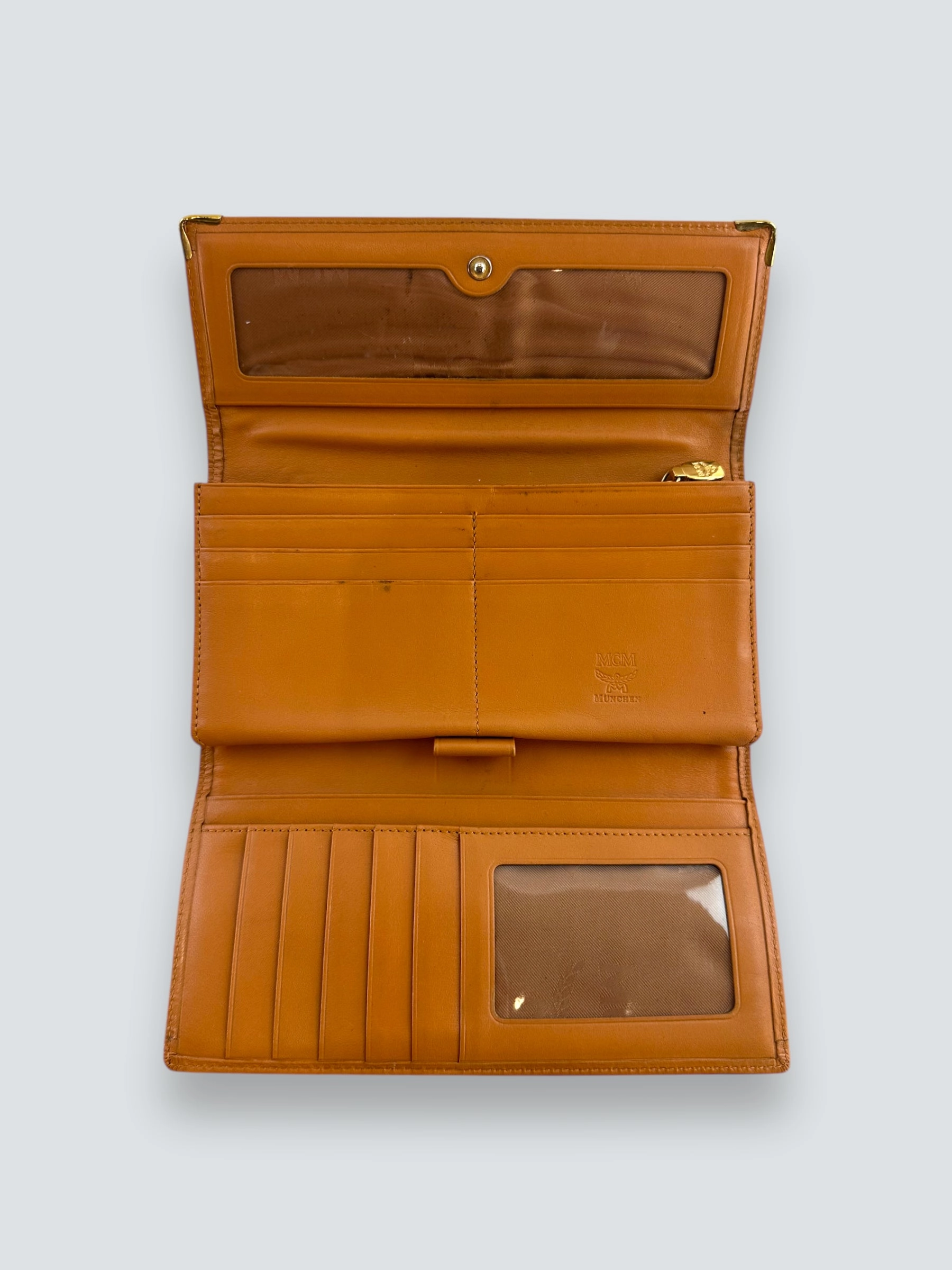 MCM Tan Canvas Trifold Wallet