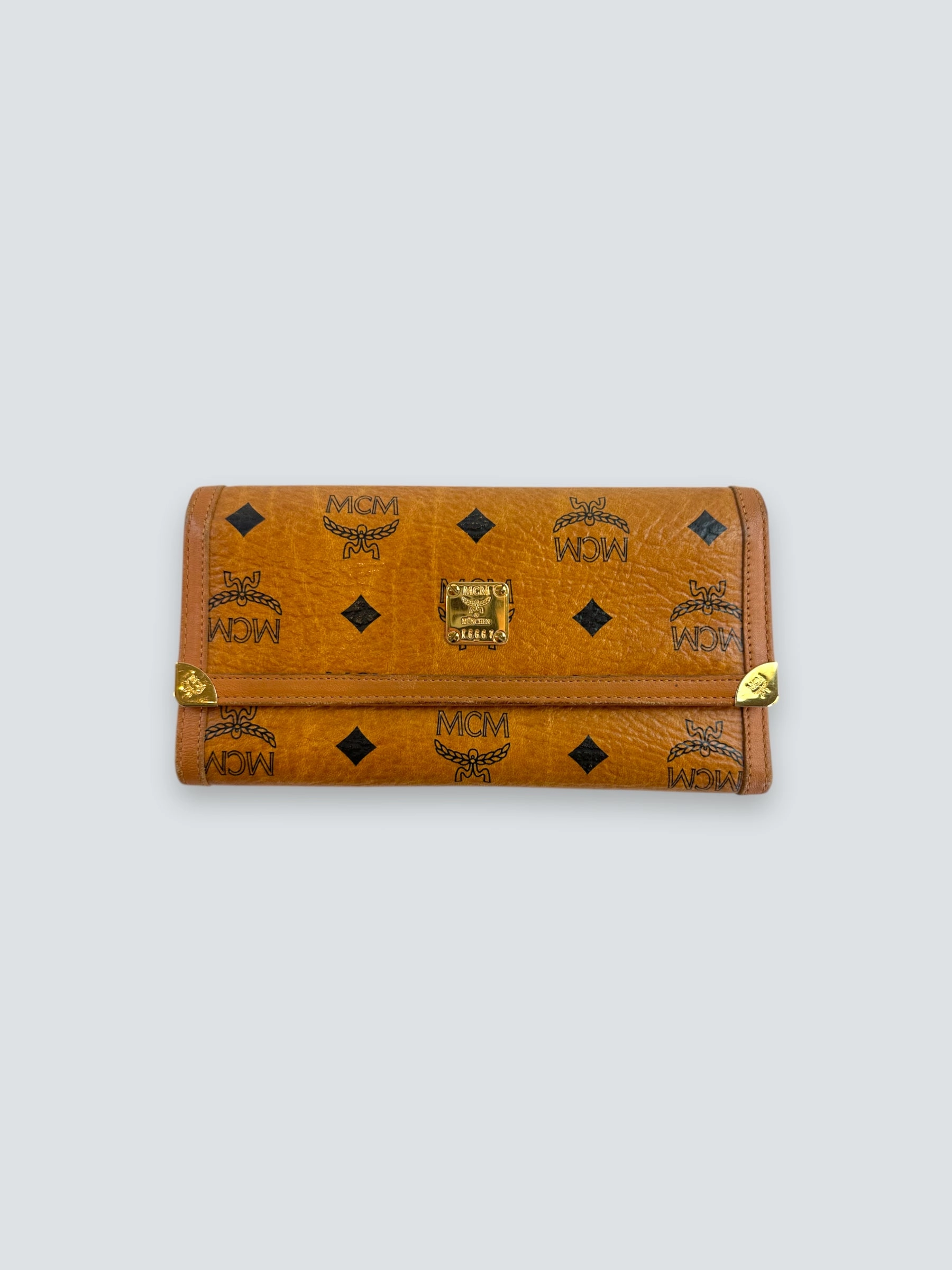 MCM Tan Canvas Trifold Wallet