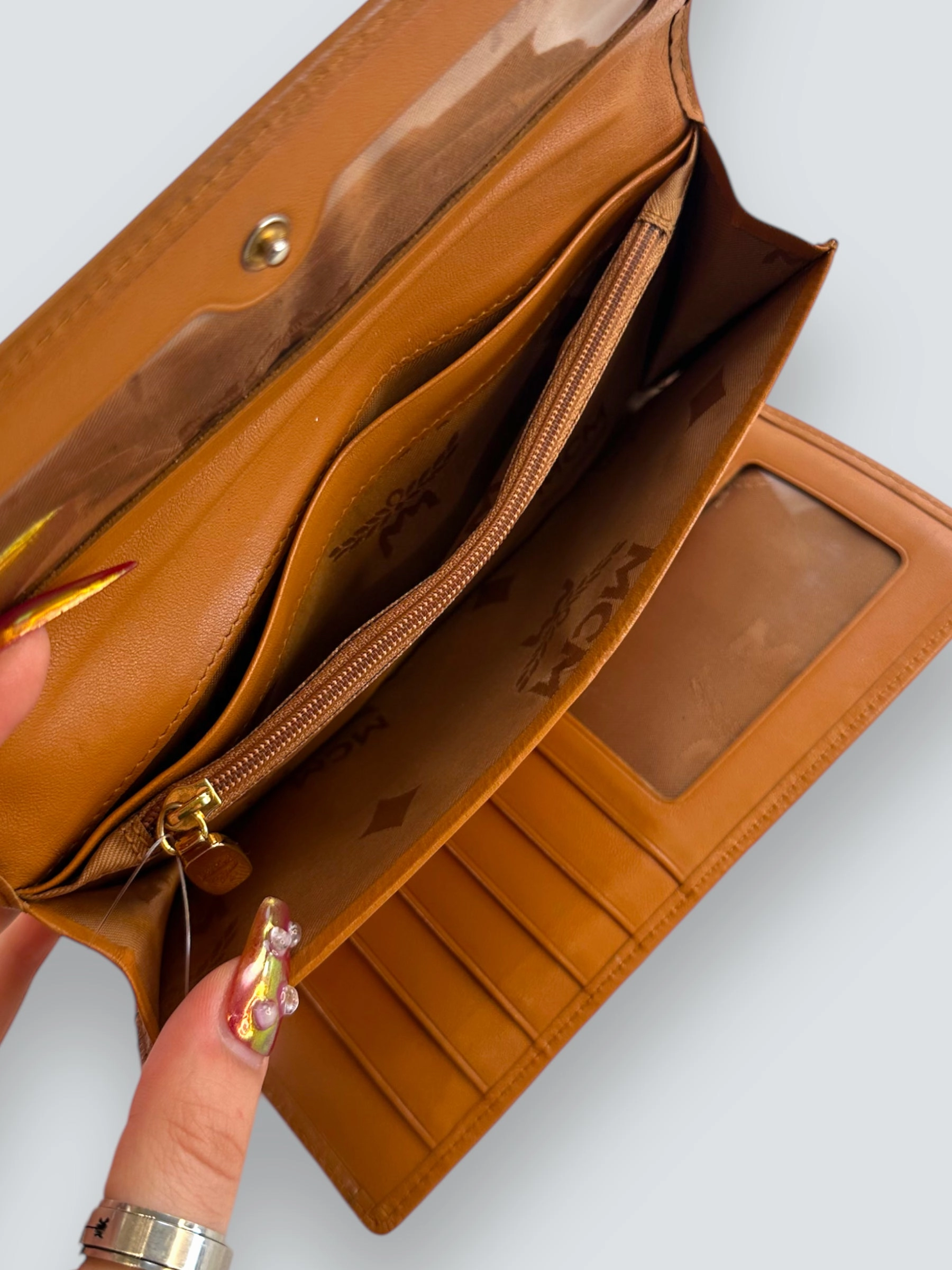 MCM Tan Canvas Trifold Wallet