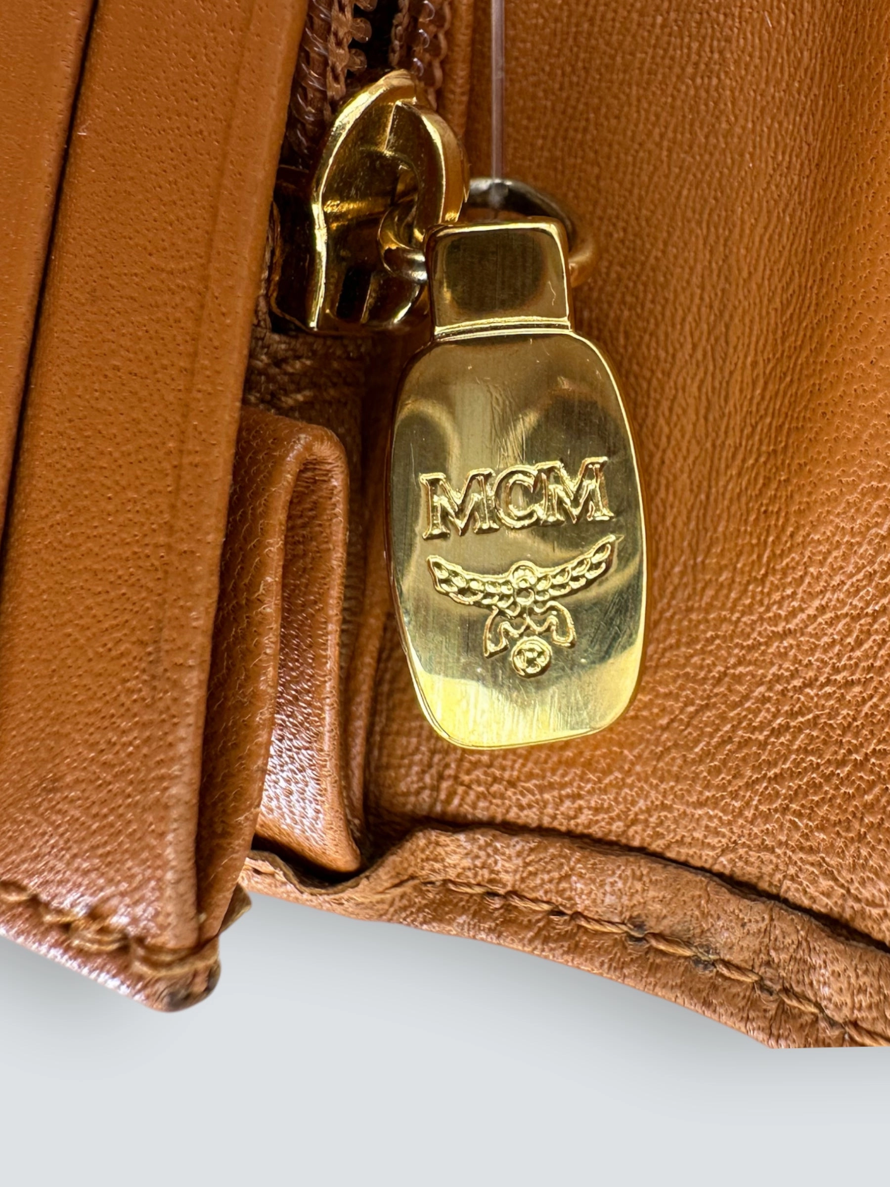 MCM Tan Canvas Trifold Wallet