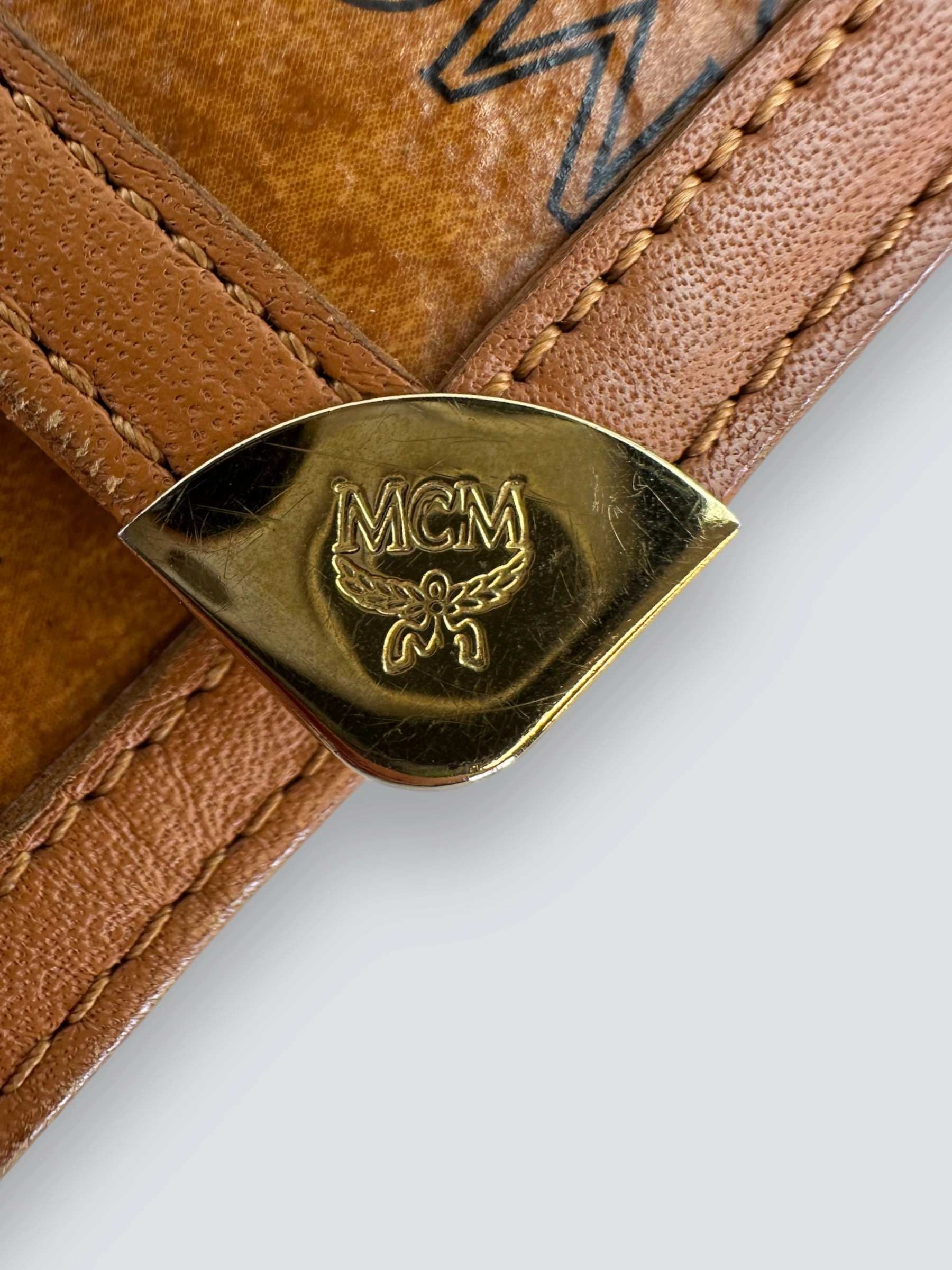 MCM Tan Canvas Trifold Wallet