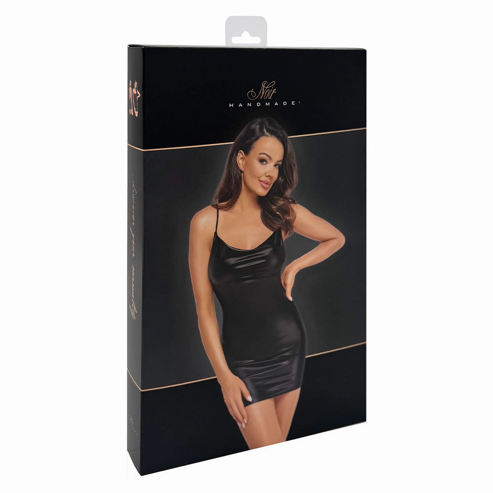 Noir Handmade Mirage Powerwetlook Rhinestone Chain Mini Dress