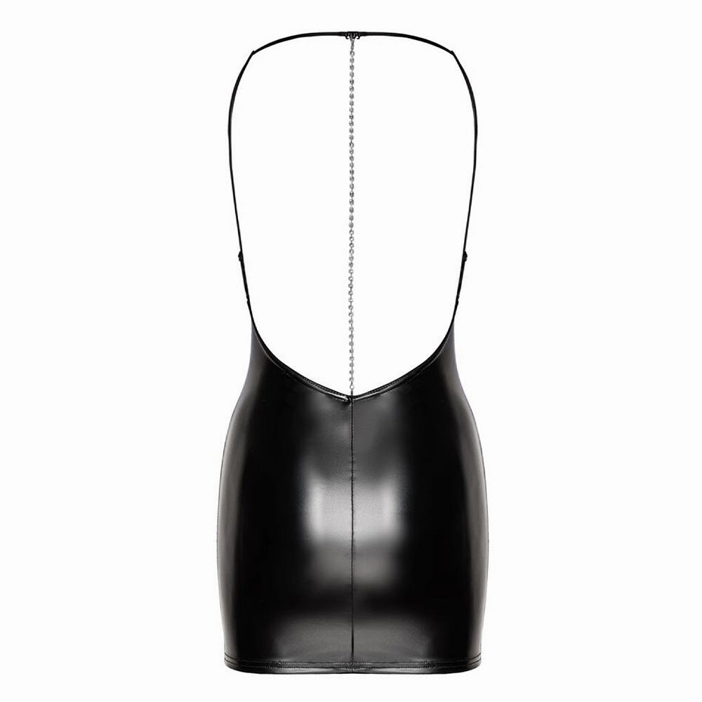 Noir Handmade Mirage Powerwetlook Rhinestone Chain Mini Dress