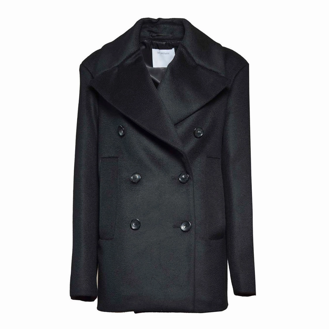 Oversized Double-Breasted Wool Blend Coat