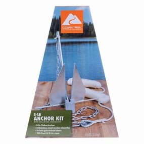 Ozark Trail OTFAK-8 Galvanized Steel 8Lb Fluke Anchor Kit With Shackles, Anchor Chain & Anchor Rope