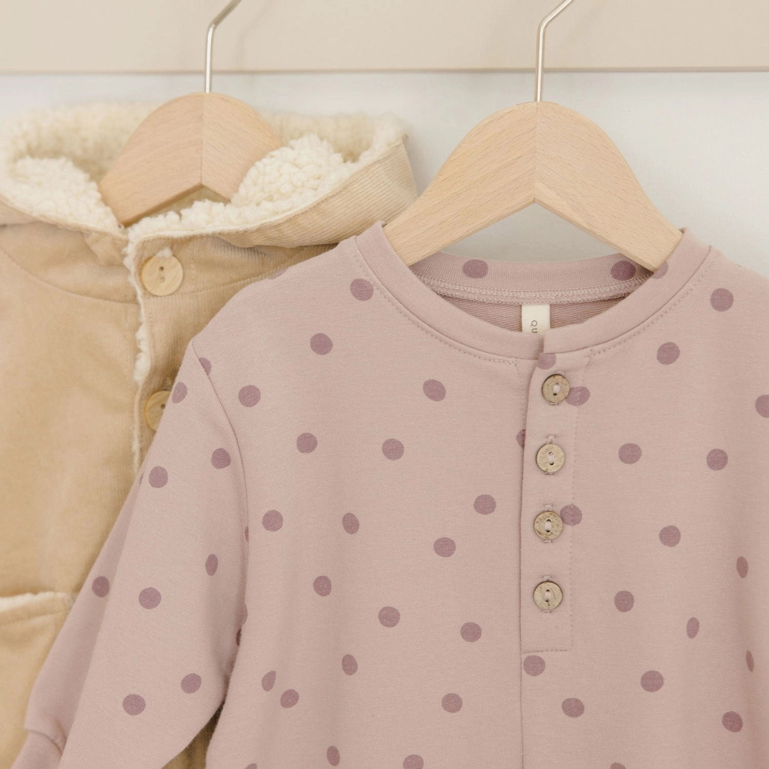 Relaxed Fleece Jumpsuit - Polka Dots - Mauve - FINAL SALE
