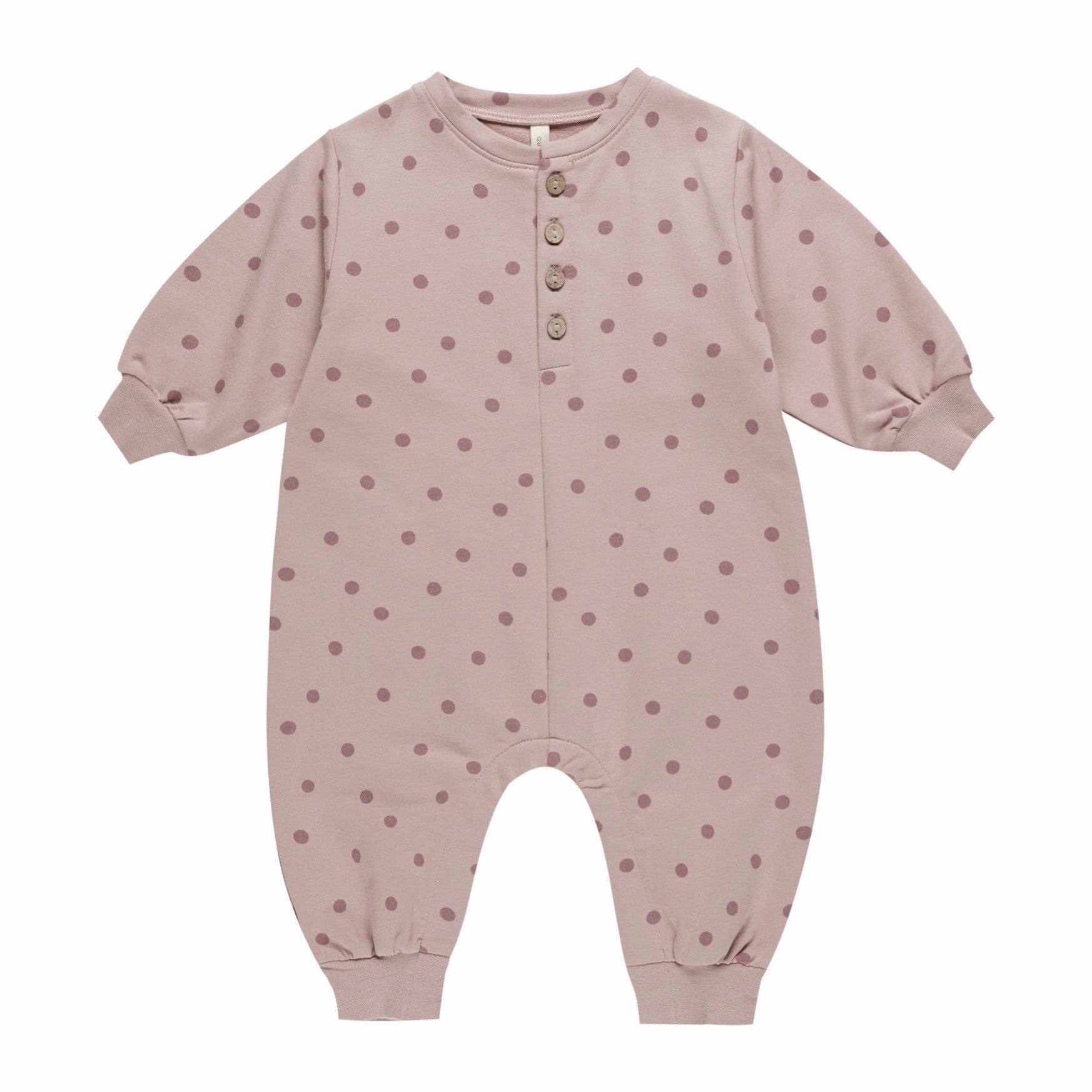 Relaxed Fleece Jumpsuit - Polka Dots - Mauve - FINAL SALE