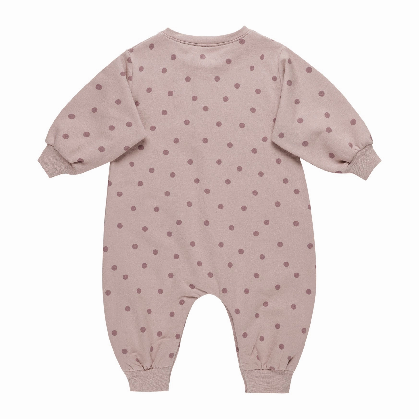 Relaxed Fleece Jumpsuit - Polka Dots - Mauve - FINAL SALE