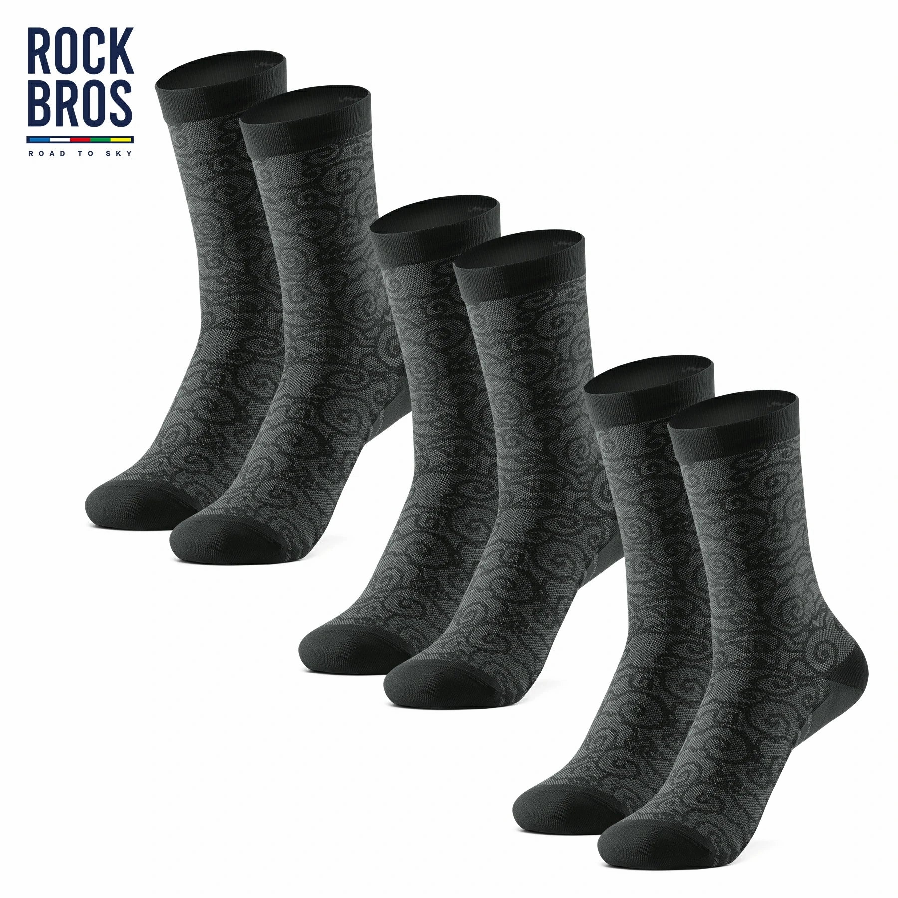 ROCKBROS Road to Sky Bike Socks Breathable Fabric Antibacterial Long Ride Cushioned