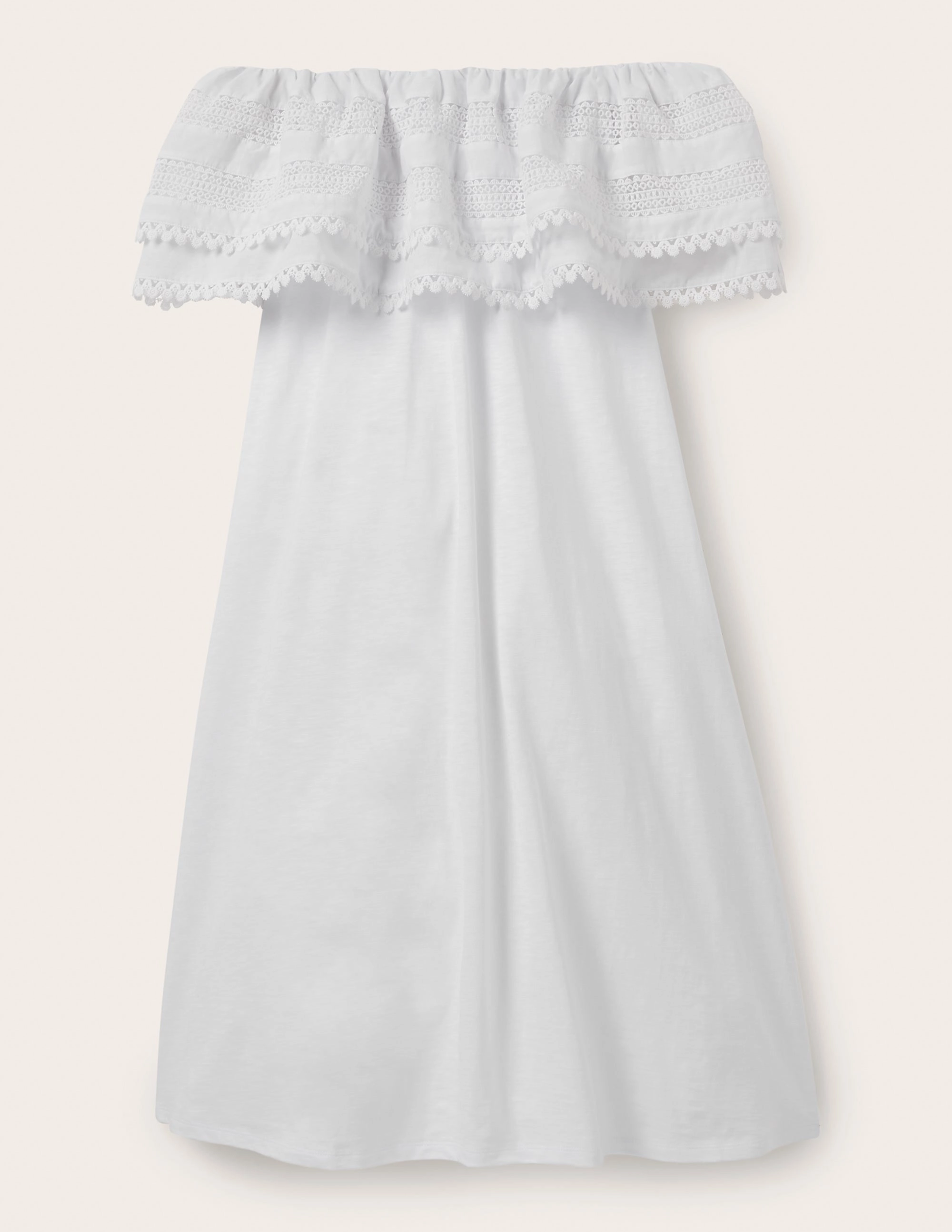 Ruffle Detail Jersey Dress-White