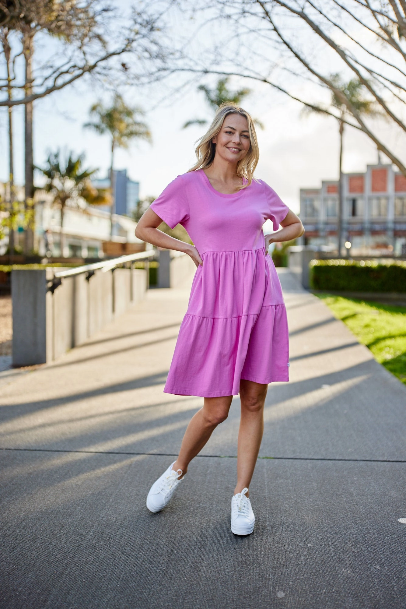 Shine On Essentials Empire Line Dress Super Pink